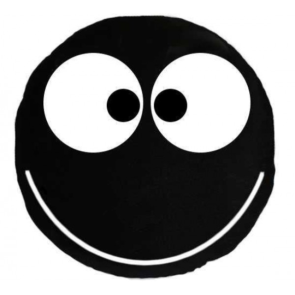 Soft Smiley Emoticon Black Round Cushion Pillow Stuffed Plush Toy Doll (Big Smile)